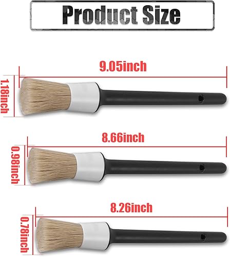 Miniatura 2 de Ajxn Juego de 3 cepillos de limpieza suaves para automóvil, cepillo para detalles de hendidura del motor, kit de cepillos para cubo de rueda de