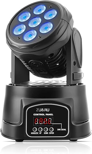 Luces de DJ de cabeza móvil, 70 W RGBW Mini iluminación de escenario, luces de disco DMX512 activadas por sonido, mini cabezales móviles luz de