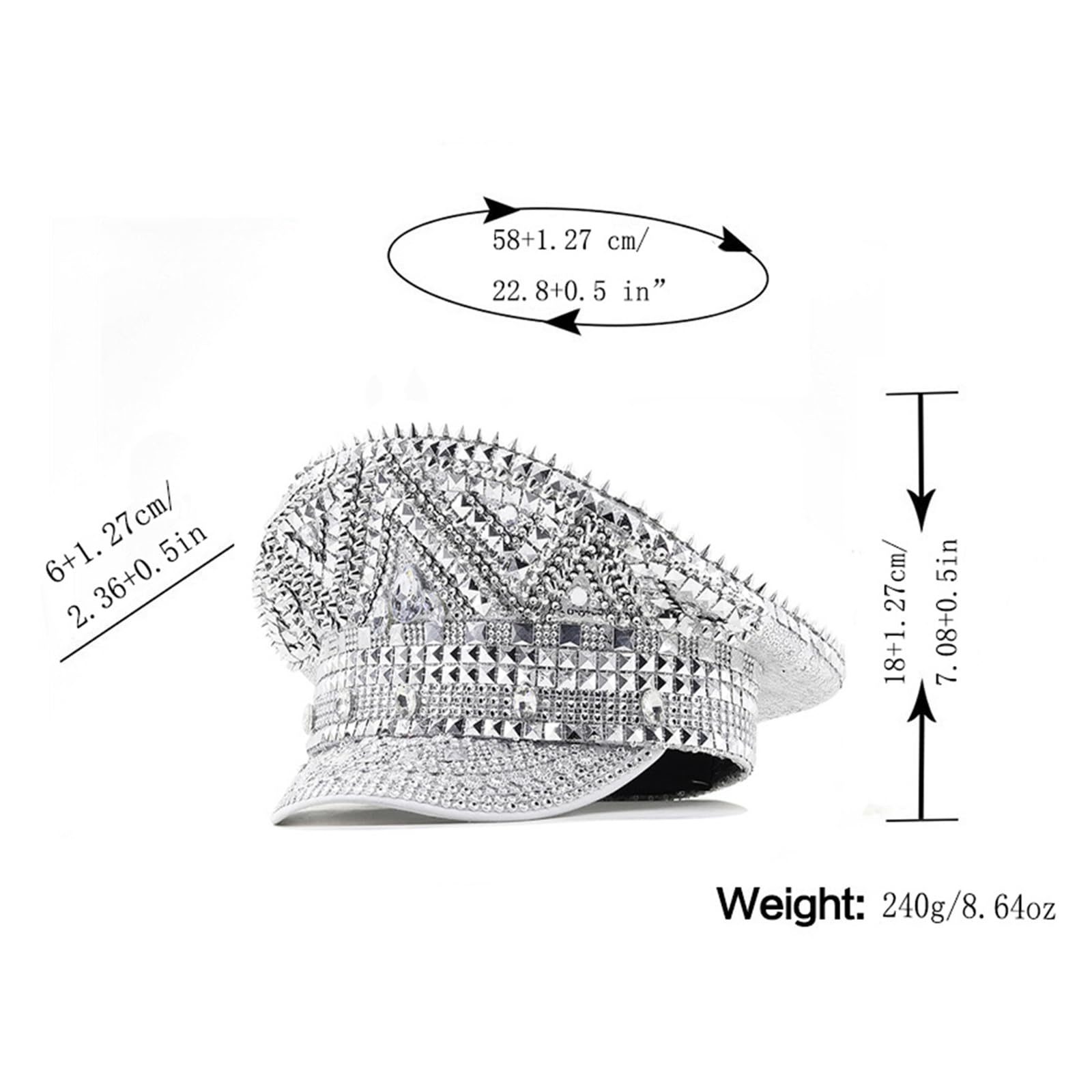 Bejeweled, cappello da capitano con strass, per feste di addio al nubilato, versatile, per feste