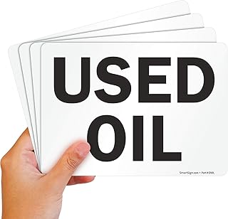 SmartSign (Pack of 4) 5 x7 inch “Used Oil†Sticker Labels, Digitally Printed, 5 mil Laminated Polyester with SuperStick Adhesive, Black and White