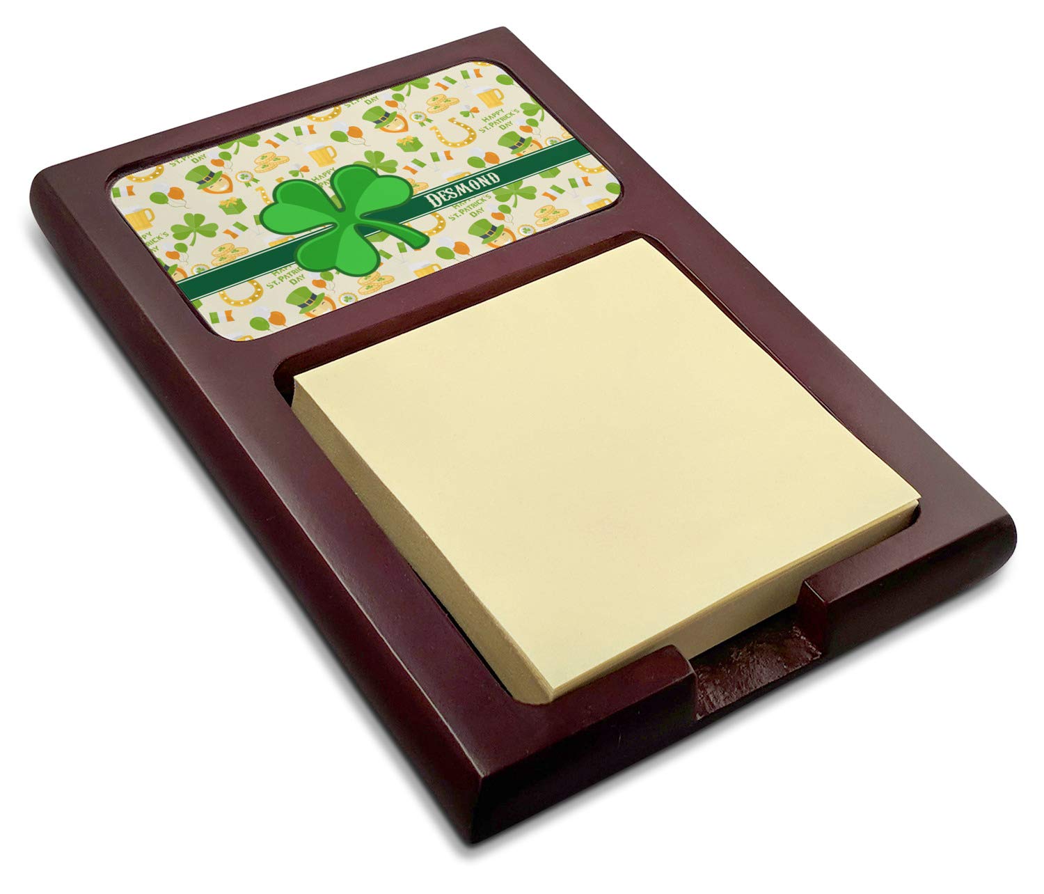Personalized St. Patrick's Day Red Mahogany Sticky Note Holder