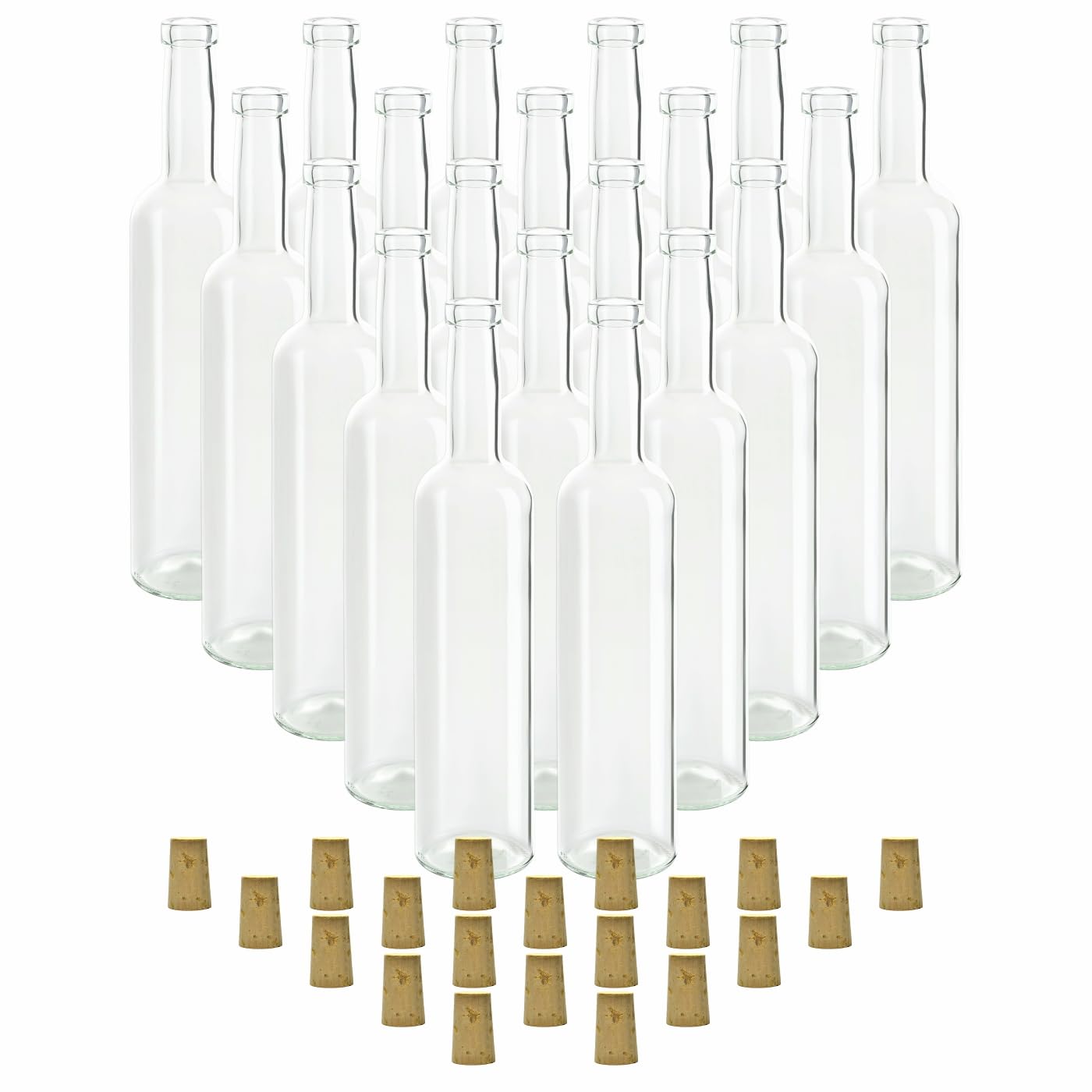 gouveo Set van 6 glazen flessen 500 ml bolvormig met beugelsluiting rood - glazen beugelfles om te vullen - lege fles voor sap, likeur, sterke drank (BFB500 gouveo Set van 6 glazen flessen 500 ml bolvormig met beugelsluiting rood - glazen beugelfles om te vullen - lege fles voor sap, likeur, sterke drank (BFB500