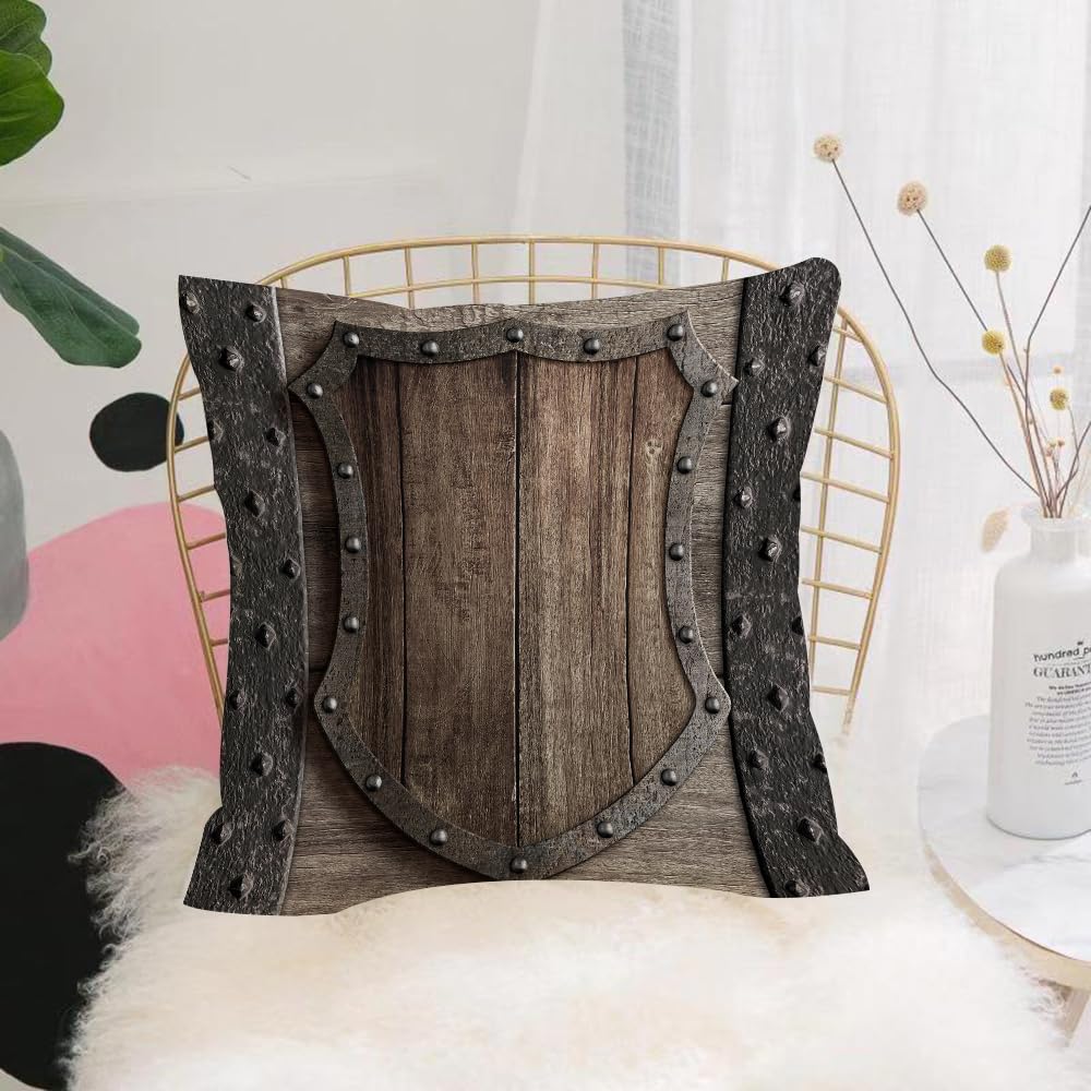 HYMSXW Cushion Cover,Throw Pillow Case Home Decorative for Living Room Bedroom Sofa Chair 20X20 Inch,wood shield on medieval castle gate 3d illustration,Pillowcase 50X50cm