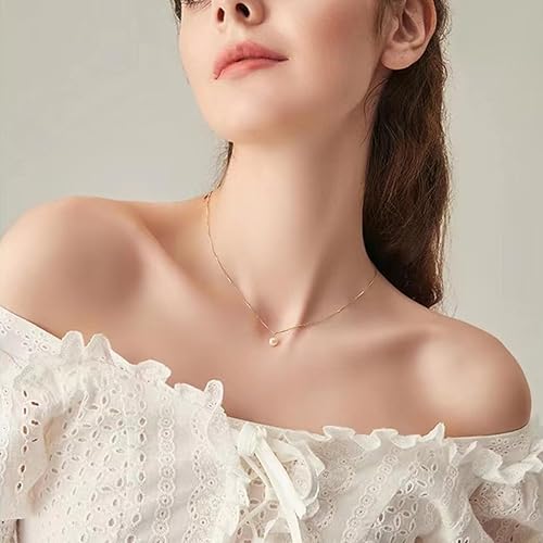 Miniatura 3 de Single Pearl Necklace Freshwater Pearl Pendant 925 Sterling Silver with 14K Gold Necklaces Gift for Women
