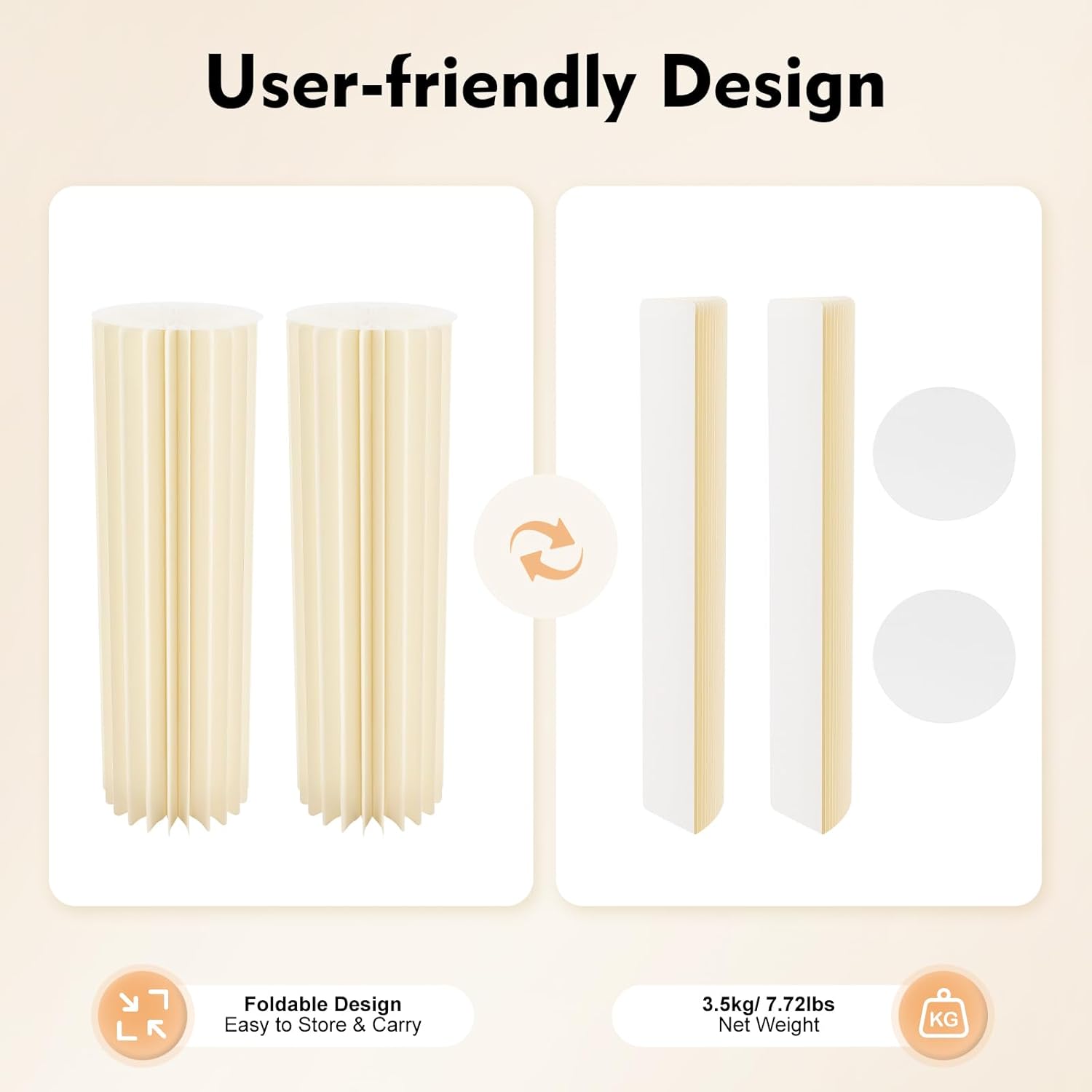 Cylinder Stands for Party, Set of 2, Foldable Cardboard Centerpiece Display, White Reusable Wedding Decorations, Pedestal Stands for Parties Display Column Stand for Wedding or Birthday Event Deco