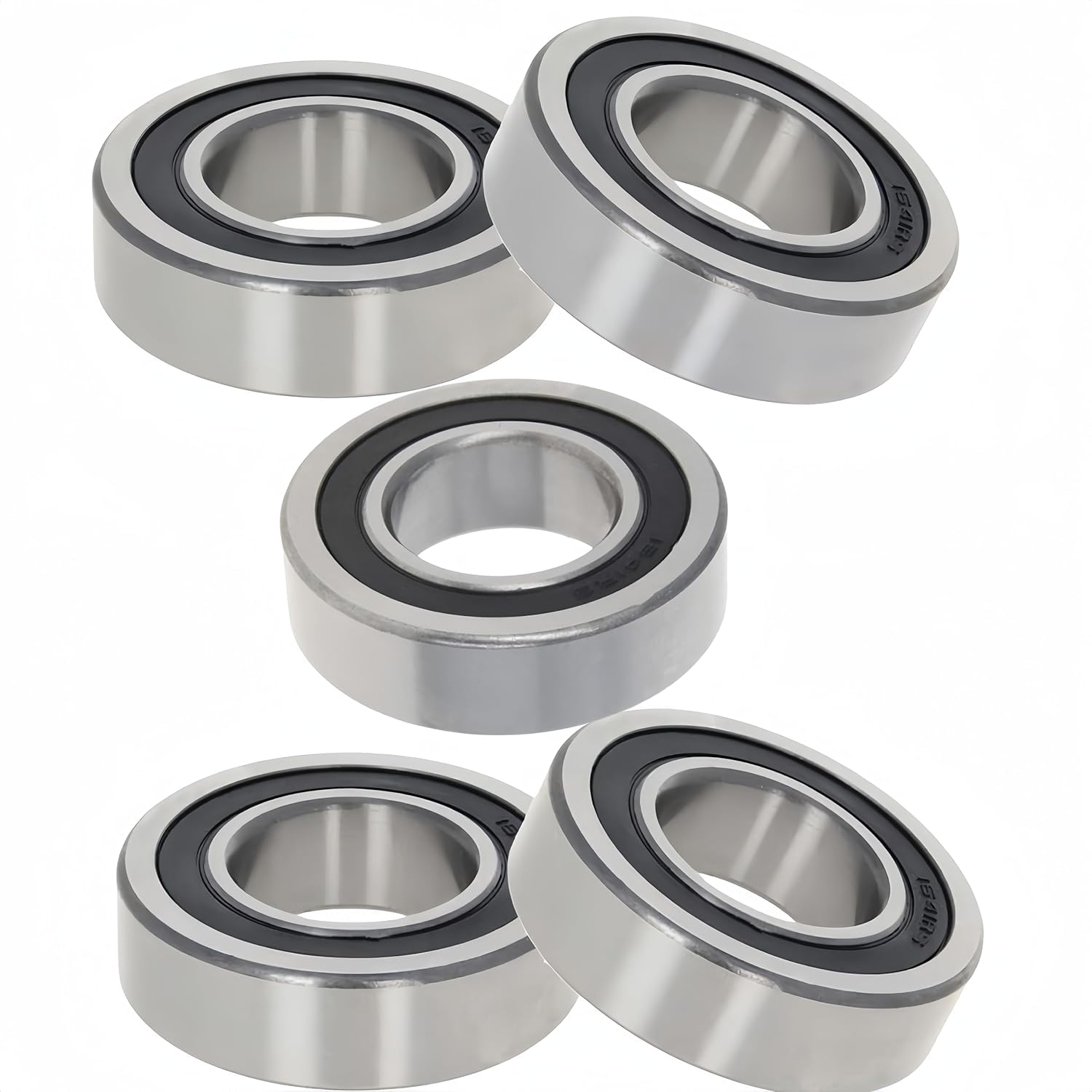 DEEG 5Pcs Deep Groove Bearings 1''x2''x9/16'' Double Seals Chromium Bearing Steel GCr15 Roller Bearing for Scooters Elevators Robotics