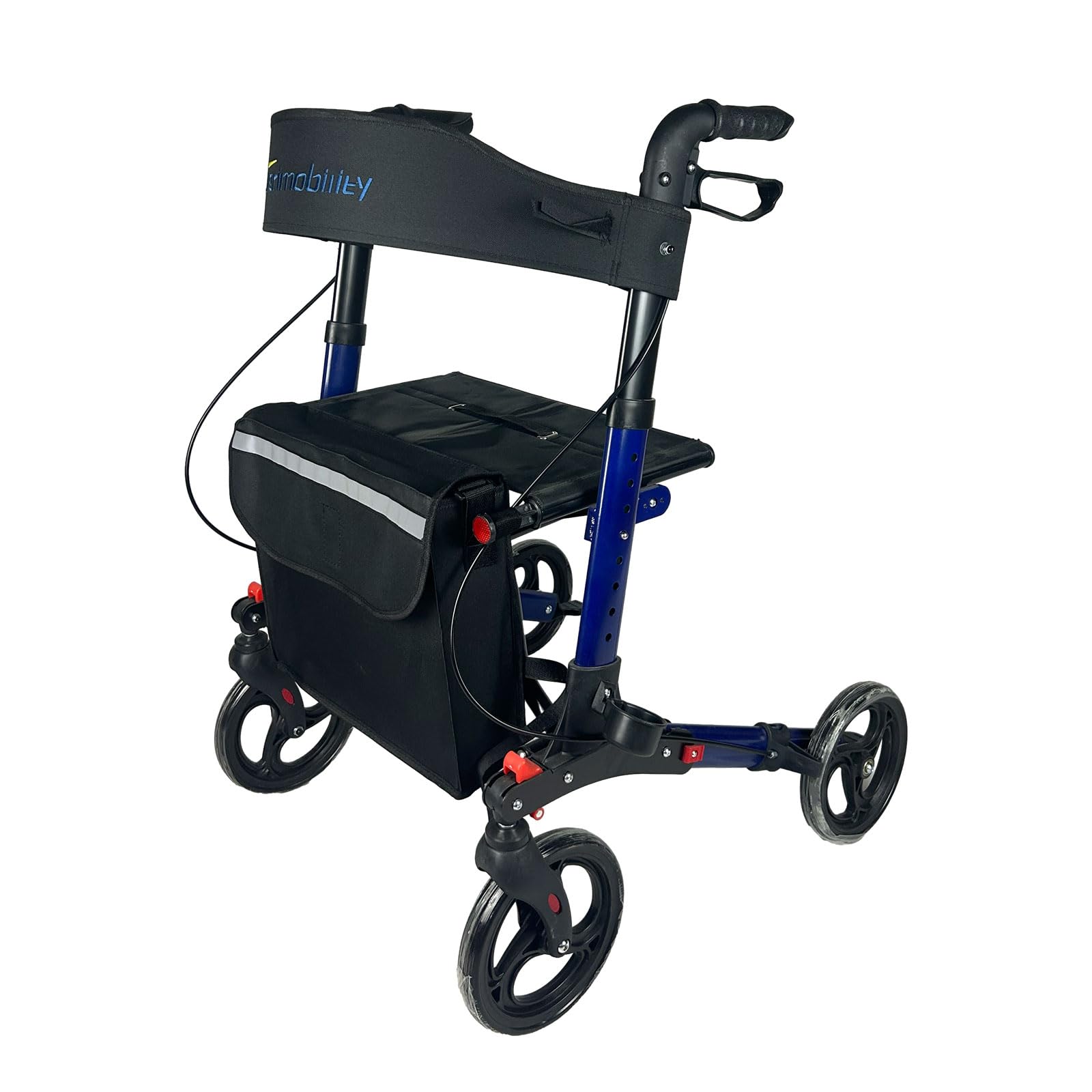 Jerimobility Aluminum Rollator Walker for Elderly?Euro-Style 4-Wheel Rollator with Seat and Backrest,Lightweight Folding Mobility Rollator for Seniors and Adults,Adjustable Handle Height(Blue)