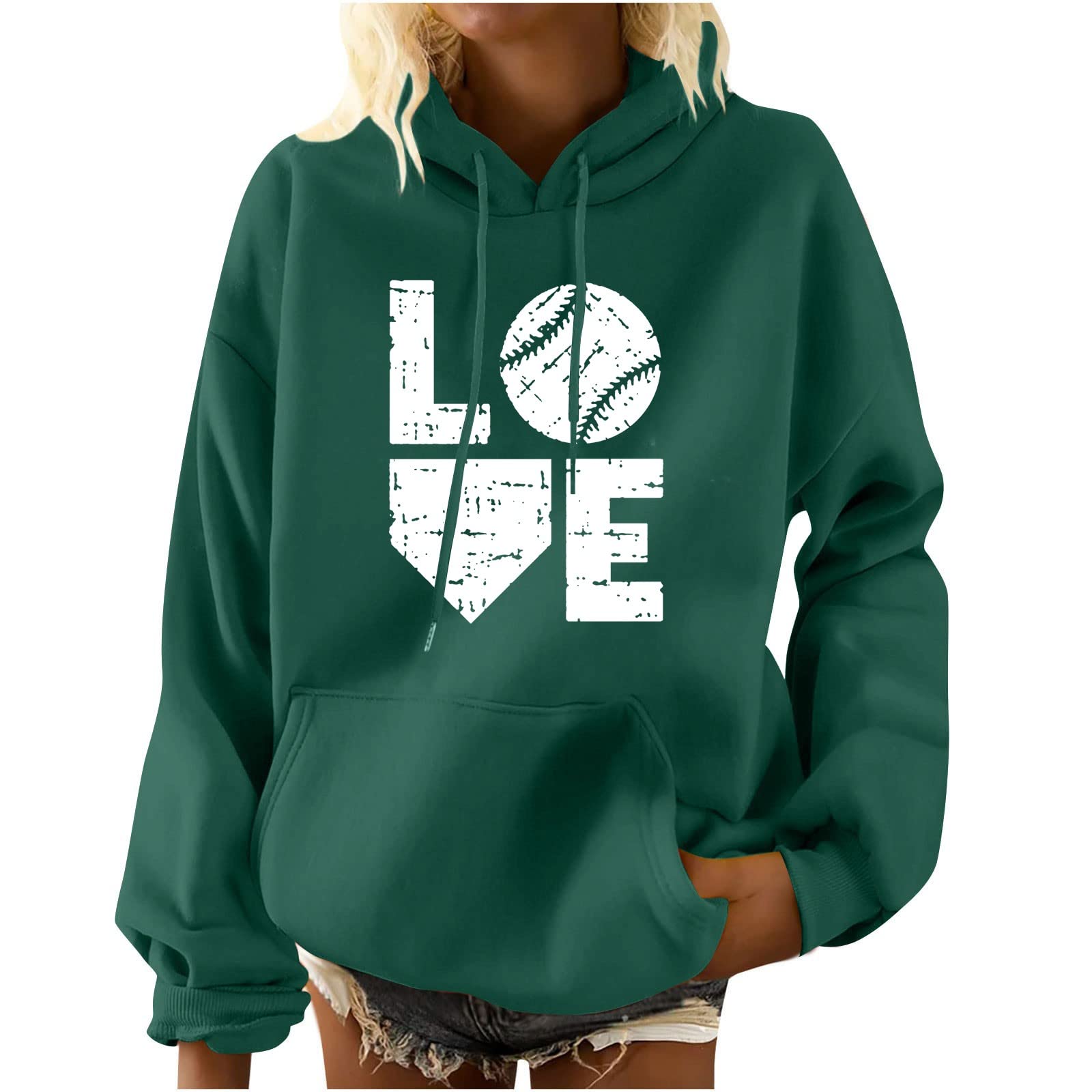 Hoodies For Women Fashion Padded Round Neck Womens Hoodie Pullover  Sweatshirts Top Blouse Cute Print Sweatshirt Pullover Pocket