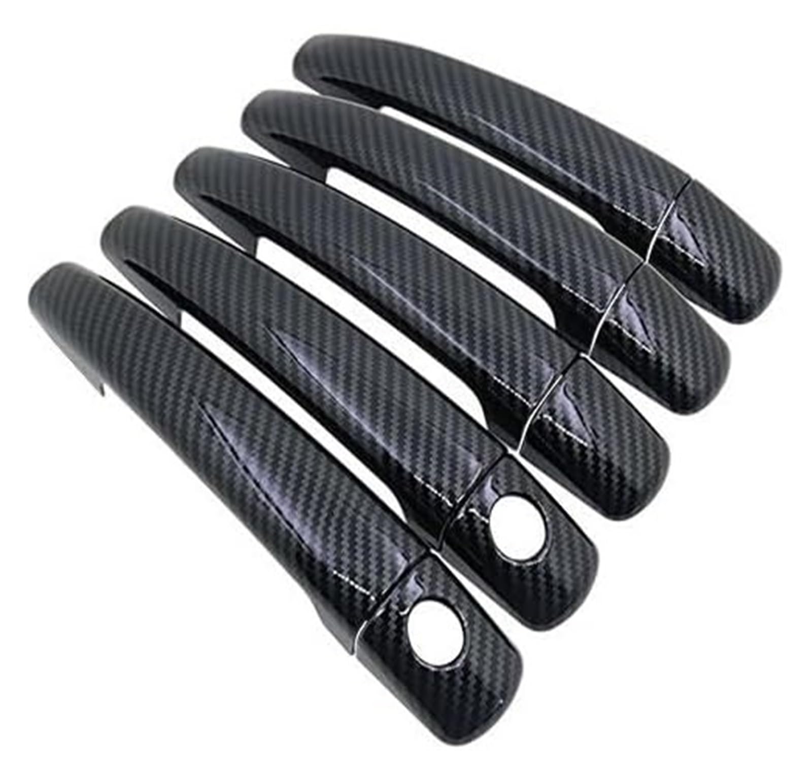 QWQTHGS Car Exterior Door Handle Cap for Fiat for Scudo 2007-2016 Car Accessories Stickers Trim Fiber Exterior Door Handle Cover(2 Keyhole 5 Door)