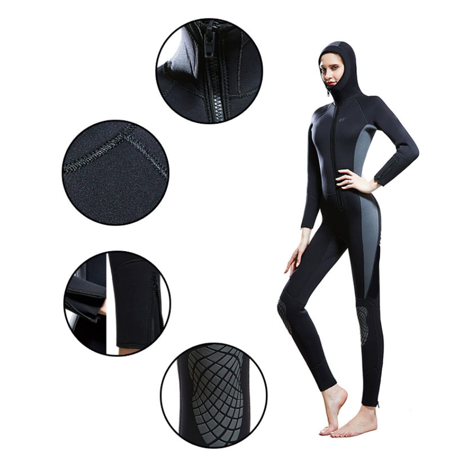 Muta Da Donna Muta Da Sub in Neoprene Da 5 Mm Muta Con Cappuccio Per Tutto Il Corpo Inverno Mantieni Caldo Muta Da Sub Con Cerniera Anteriore Più Spessa