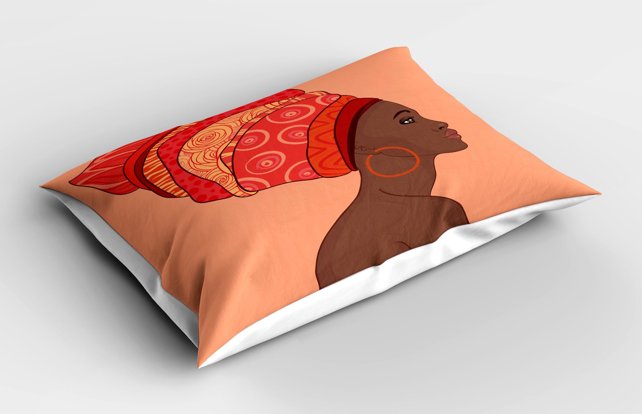 Ambesonne African Pillow Sham Set of 2, Exotic Young Native Girl with Traditional Turban Folk Art, Quality Microfiber Bedding Item for All Seasons, 30