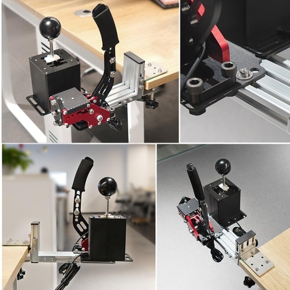 16-Bit-USB-Handbremse für PC für Renntitel mit Hall-Sensor-Genauigkeit einstellbare Spannung Aluminiumrahmen für G27 für G29 für G920 Unterstützung (rot)