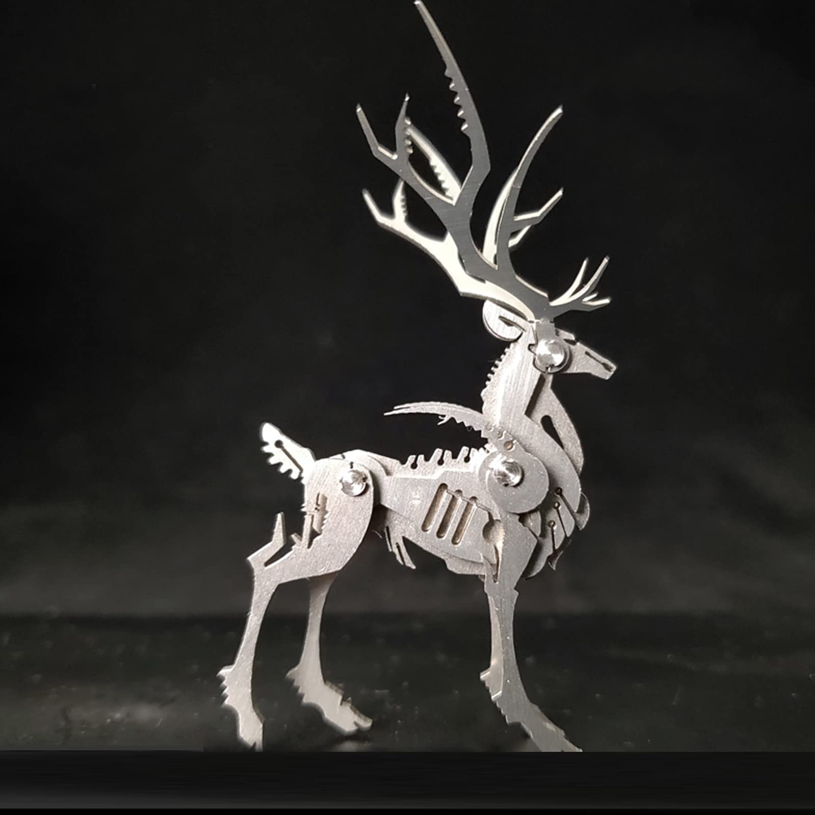 3D Metal Puzzles for Adults Elk Metal Model Kits, 3D Metal Building Toy Elk Model with Tool, Stainless Steel Desktop Toy Gifts for Adults