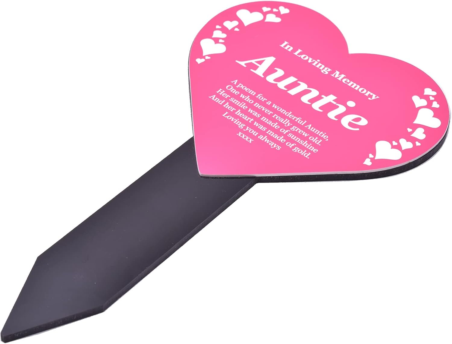 Auntie Heart Memorial Remembrance Plaque Stake - Pink & White, Waterproof, Outdoor, Grave Marker, Tribute, Plant Marker - Image 3