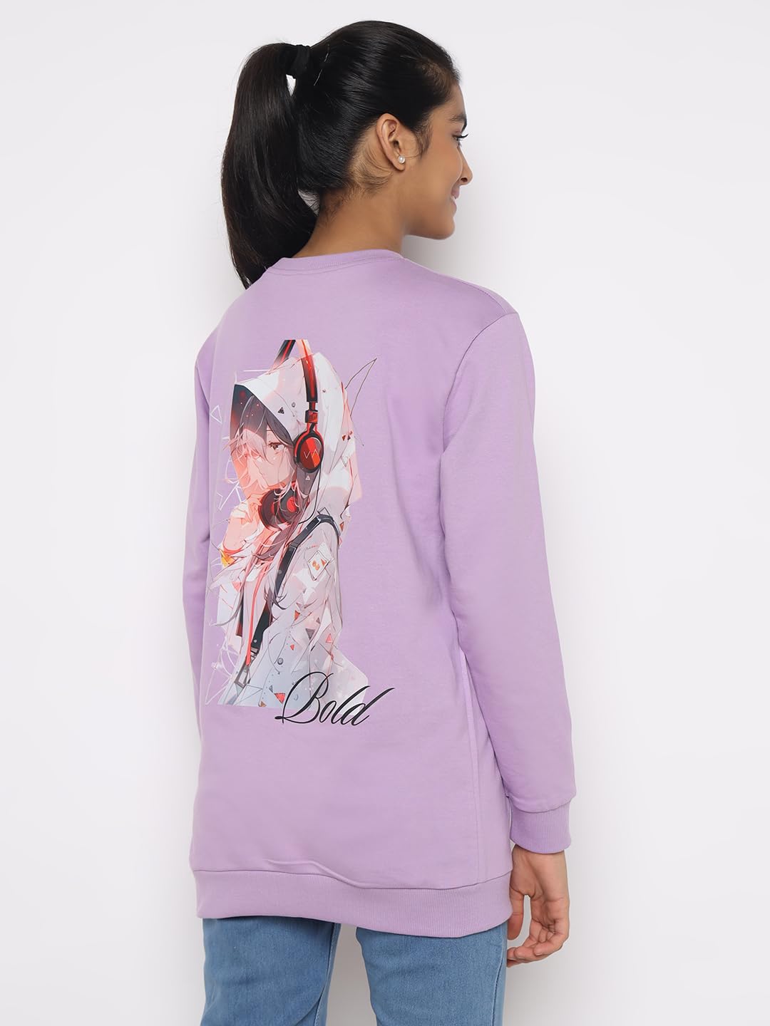 TotzTouch Cotton Girls Round Neck Sweatshirt Winter Wear T-Shirt Graphic Printed Regular Fit Korean Style Purple | Pink | Blue 1 Pack Age 3 to 15Years (Pack Contains Only T-Shirt) 1