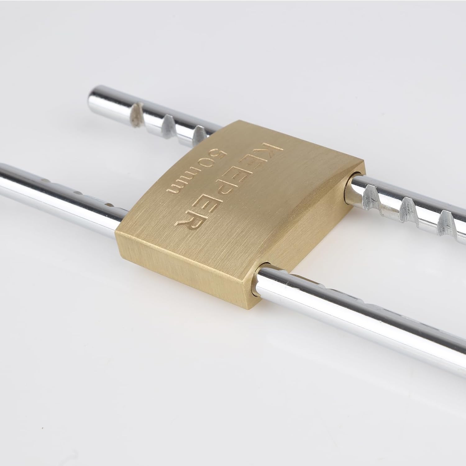 Long Shackle Brass Padlock with Max 6 inch Adjustable Shackle, 2 inch Wide Body, Cabinet Lock with 3 Keys, Long Shackle Keyed Padlock for Cabinets, Bikes, e-Bikes, Scooters, Sheds, Fence, Gate