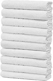 Kit Com 10 Toalhas de Banho Profissional Prata Alta Absorção 70x130cm - Central Toalhas - Costura Dupla Reforçada (Branco Off White)
