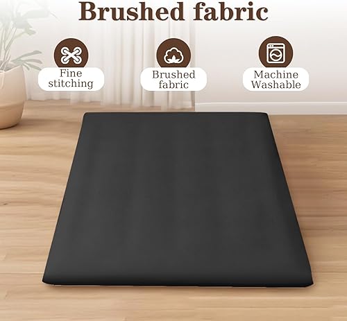 Miniatura 2 de Funda de colchón de futón japonés con cremallera, tamaño Queen, 82 pulgadas de largo x 62 pulgadas de ancho, plegable, lavable, color negro