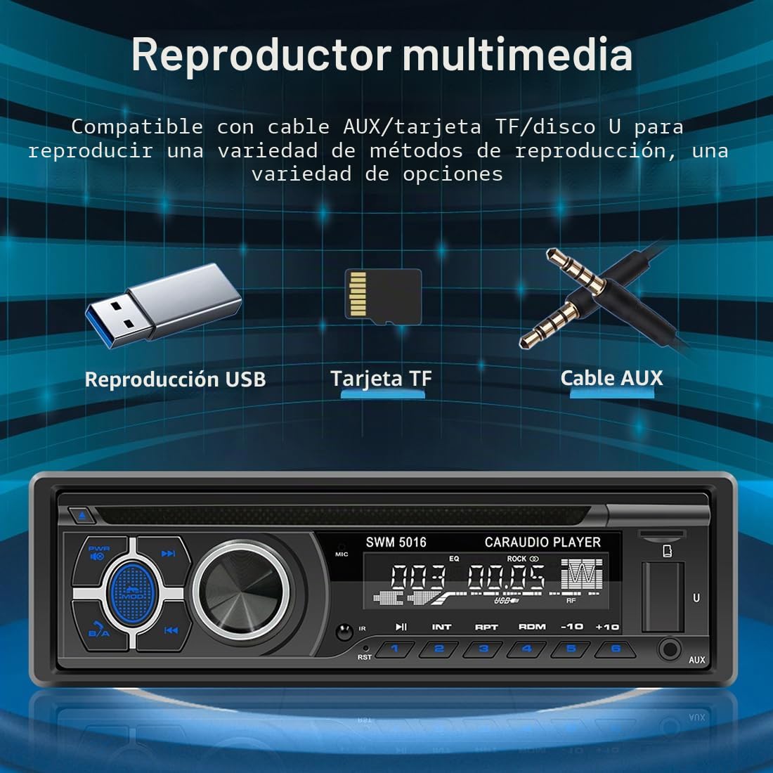 Radio estéreo para coche Bluetooth con reproductor de CD, VCD, DVD, 1 DIN 12 V RDS/FM/AM, radio de coche con Bluetooth manos libres/USB/SD/AUX/localizar y encontrar una voz de coche/I