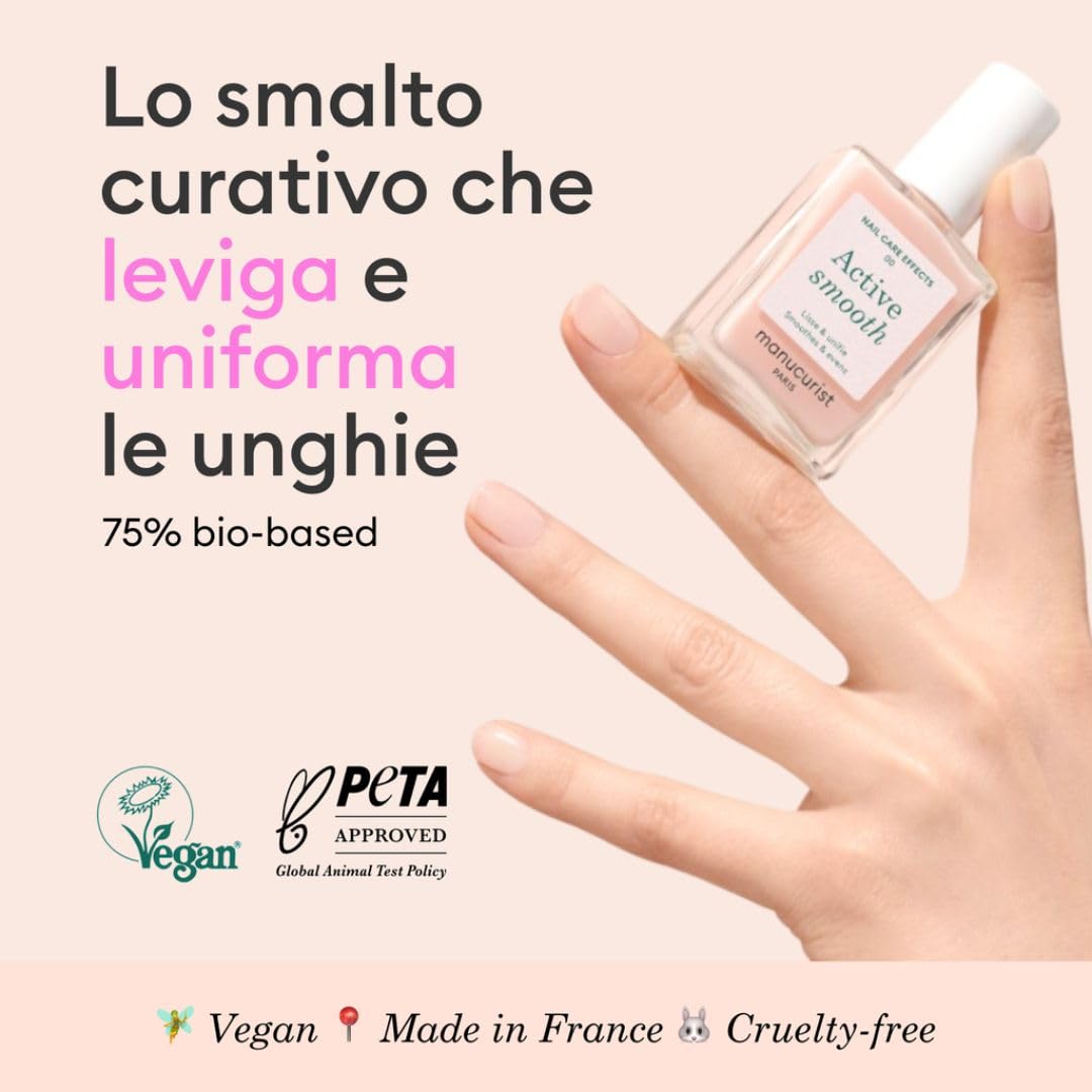 Manucurist Active Smooth 00 Smalto per Unghie Trattamento Riparatore Lisciante Rosa- Vegan & Made in France - Smalto Rinforzante Unghie, Smalto Nude - Trattamento per Unghie Danneggiate - Regalo Donna