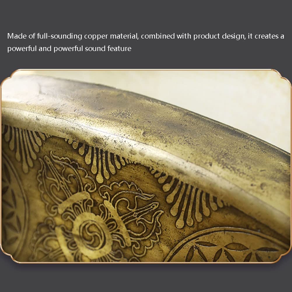 Gong Tibetano Tibetano percussioni Strumento Musicale Big Causeway Copper Sound Relax of Meditation Music Music Snaping Six Characters Mantra Planet Causeway(Color:B,Size:60cm)