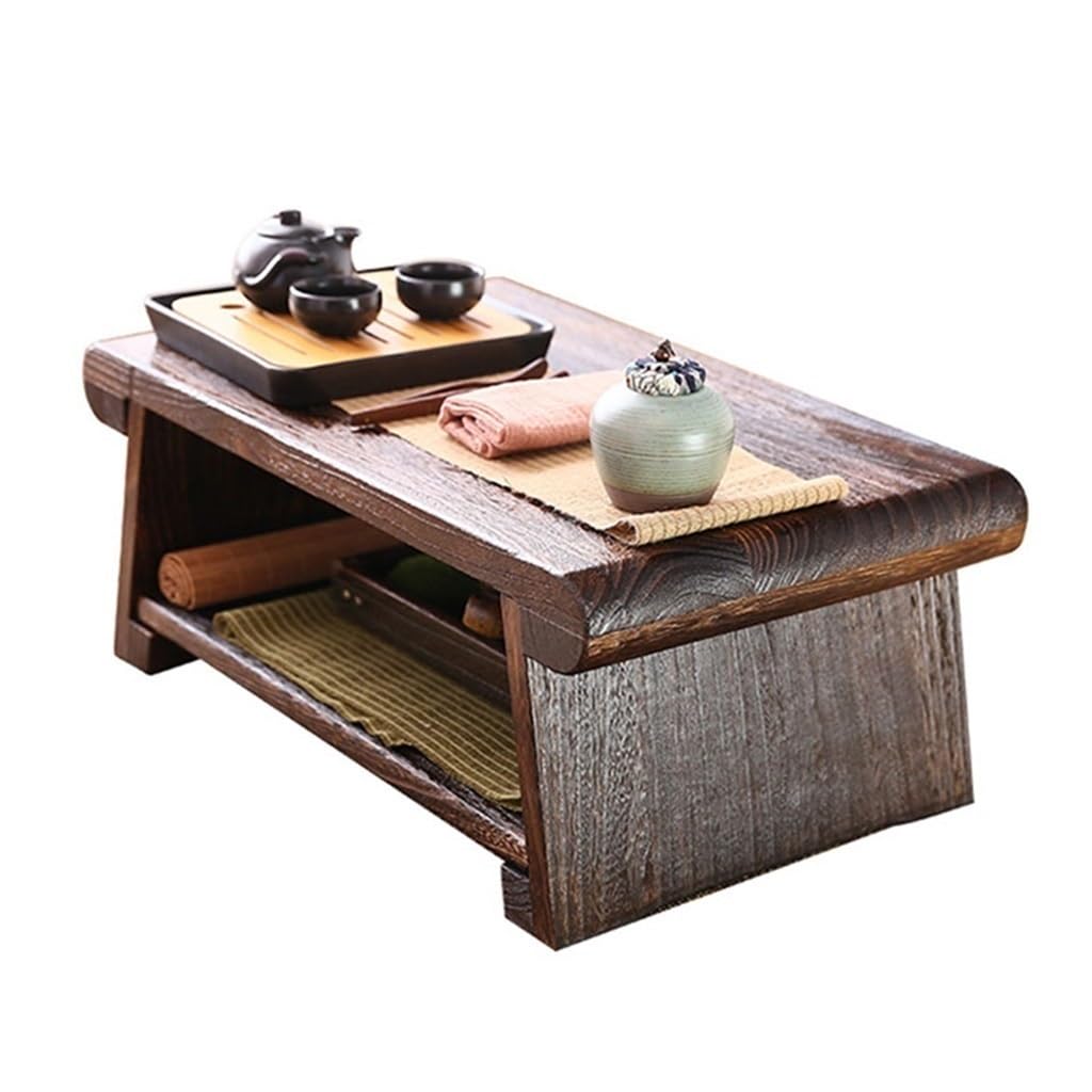 Coffee Table, Home Sitting Low Table, Tatami Table, Foldable, Multi-Size Solid Wood Window Small Table, Brown (Color : B, Size : 68 * 35 * 28cm)