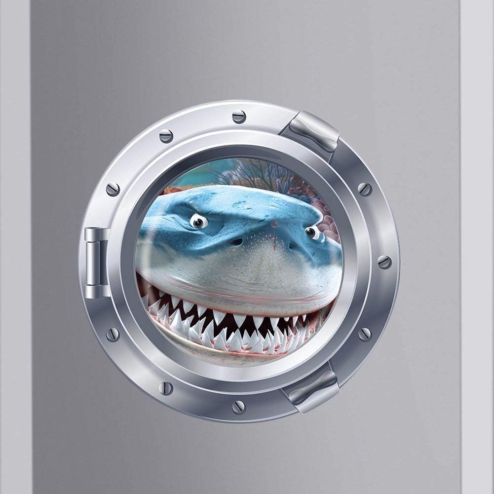 Witkey 3D View Ocean Paradise Series Removable Vinyl Wall Sticker Mural Decal Art Décor (Big Shark)