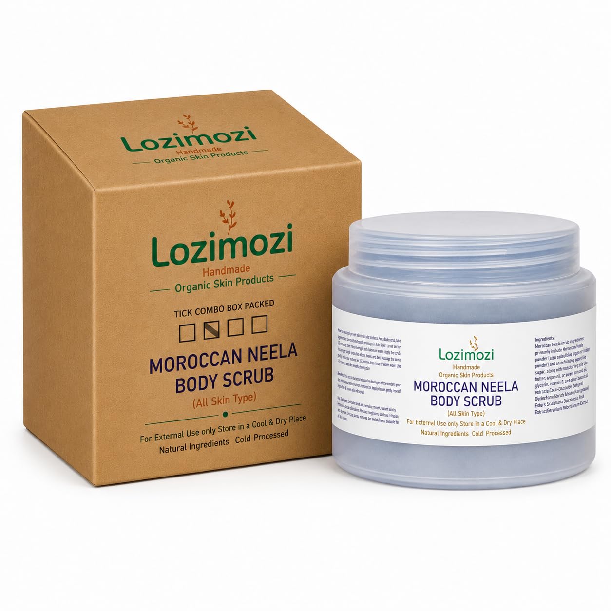 Moroccan Neela Body Scrub for All Skin Types – Natural Exfoliating Body Polish with Moroccan Blue Clay, Deep Cleansing & Skin Smoothing Bath Scrub – Handmade Cold Processed Skin Care (200 g)-image-16