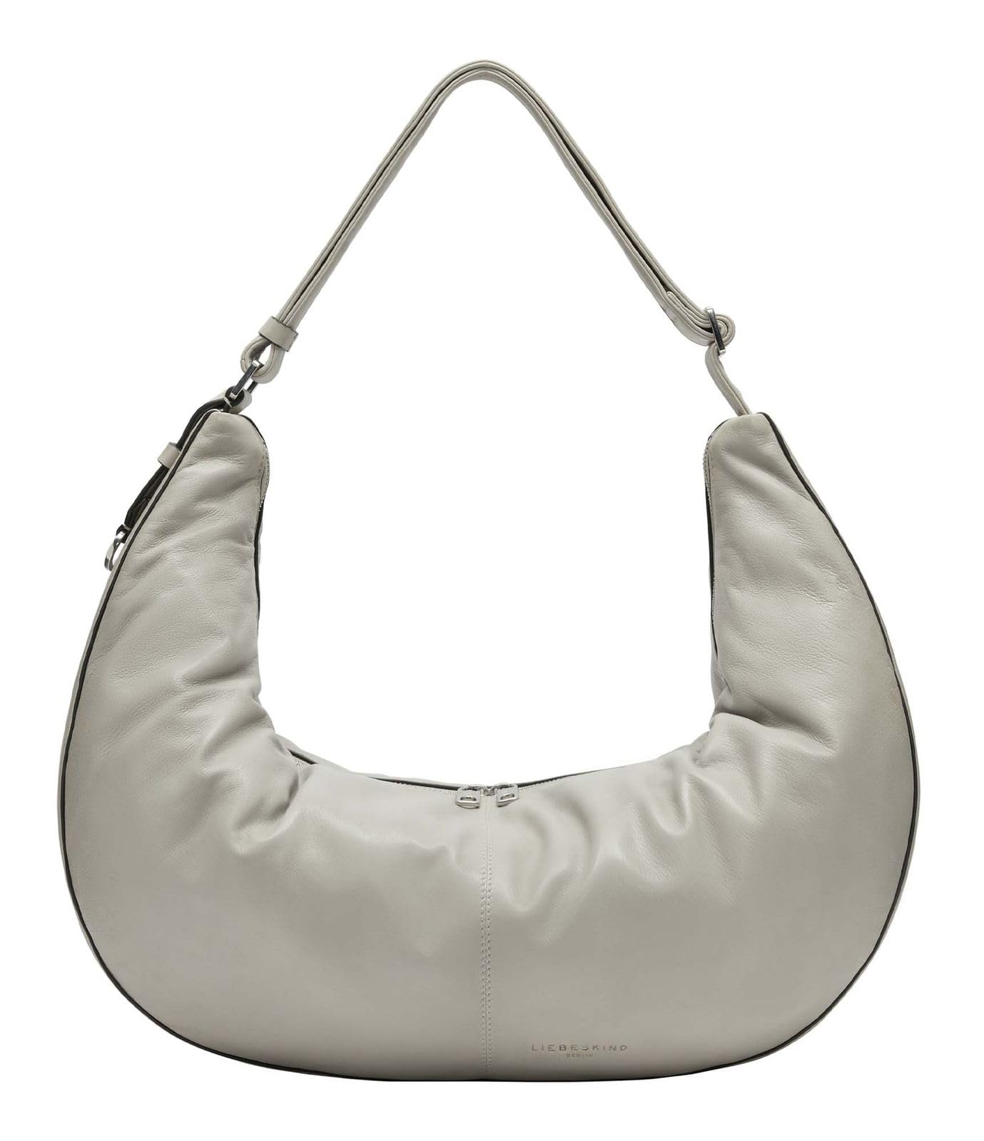 LIEBESKIND BERLIN Leather shoulder bag Moon Sheep Natural Hobo Bag Steel gray