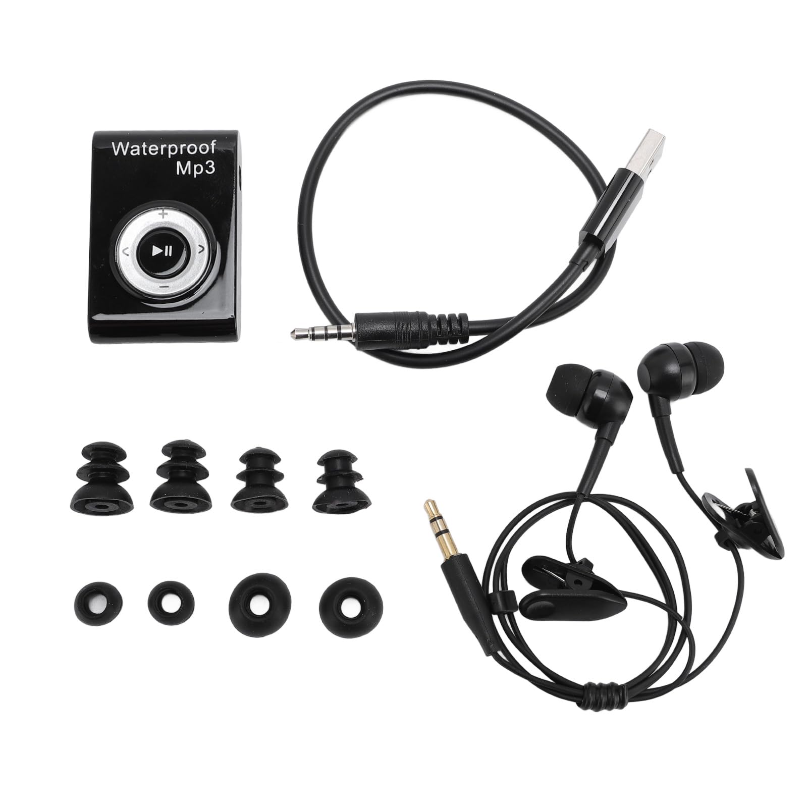 BTSEURY MP3 Player, Swimming MP3 Player, 8GB Memory Multifunctional Portable Underwater Music Player with Headphone for Diving Surfing Running Skiing Kayaking (Black)