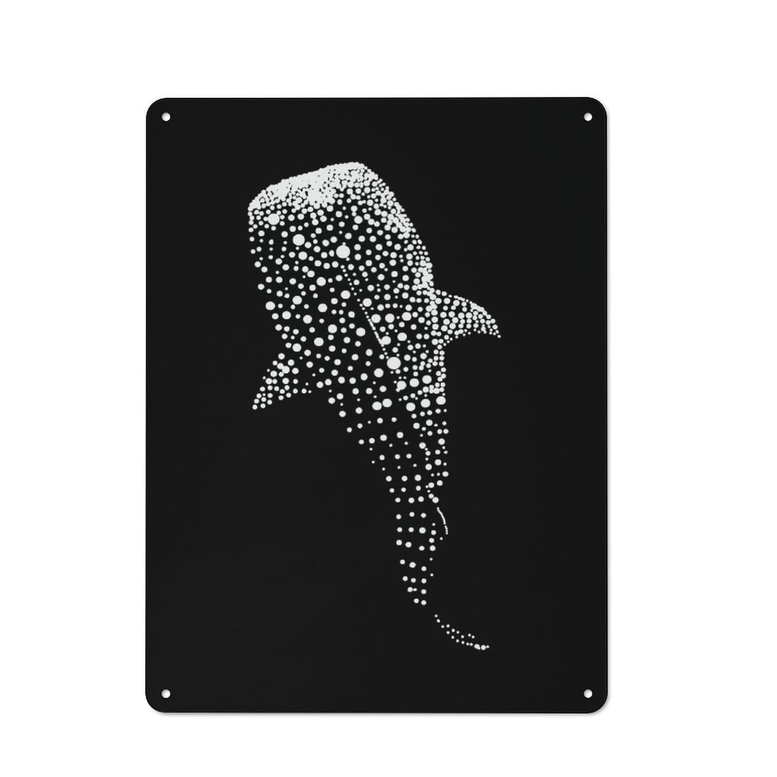 Junmoney Whale Shark Dot Art Design Retro Tin Sign 40X30cm For Living Room Or Hallway, Gift For Living Room Decor Lovers During The Christmas Season