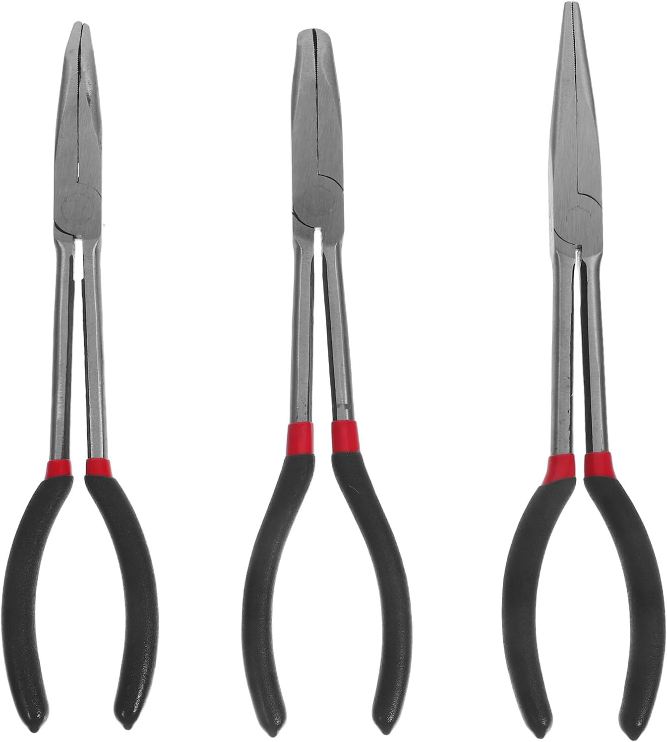 3pcs Long Reach Needle Nose Pliers Set 11 Inch Bent Head 90° 135° 180° Angle Pliers for Jewelry Making Wire Wrapping and Precision Crafting