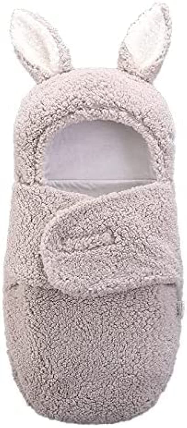 NC Newborn Plush Bunny Swaddle Blanket - Cute Baby Hooded Receiving Sleeping Bag - Warm and Soft Swaddle Wrap for Infant Boys & Girls