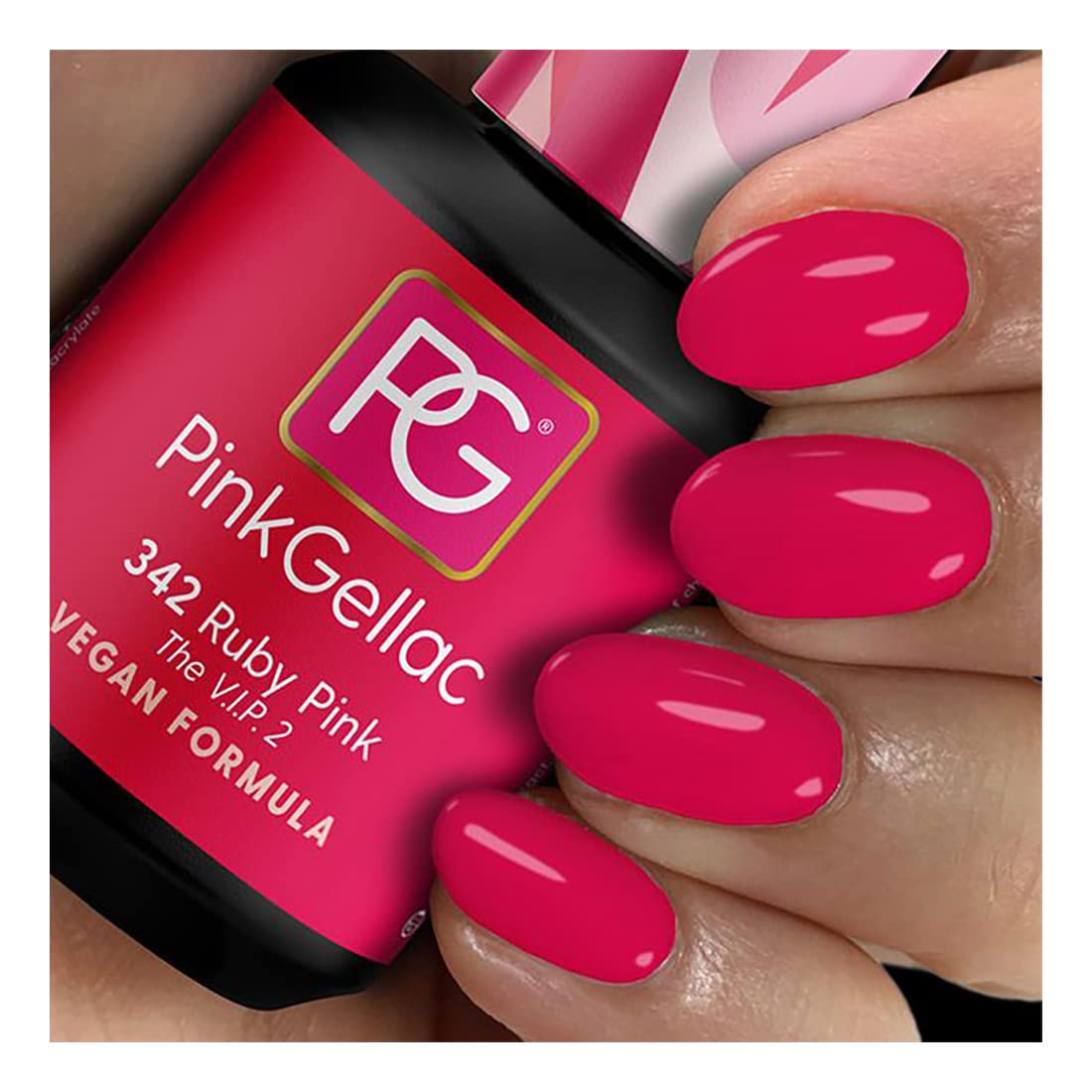 Pink GellacShellac Gel Nail Polish 15 ml for UV LED Lamp 342 Ruby Pink Vegan Formula HEMA Free Gel Nail Polish for UV Nail Lamp LED Nail Polish Gel Polish Nail Gel