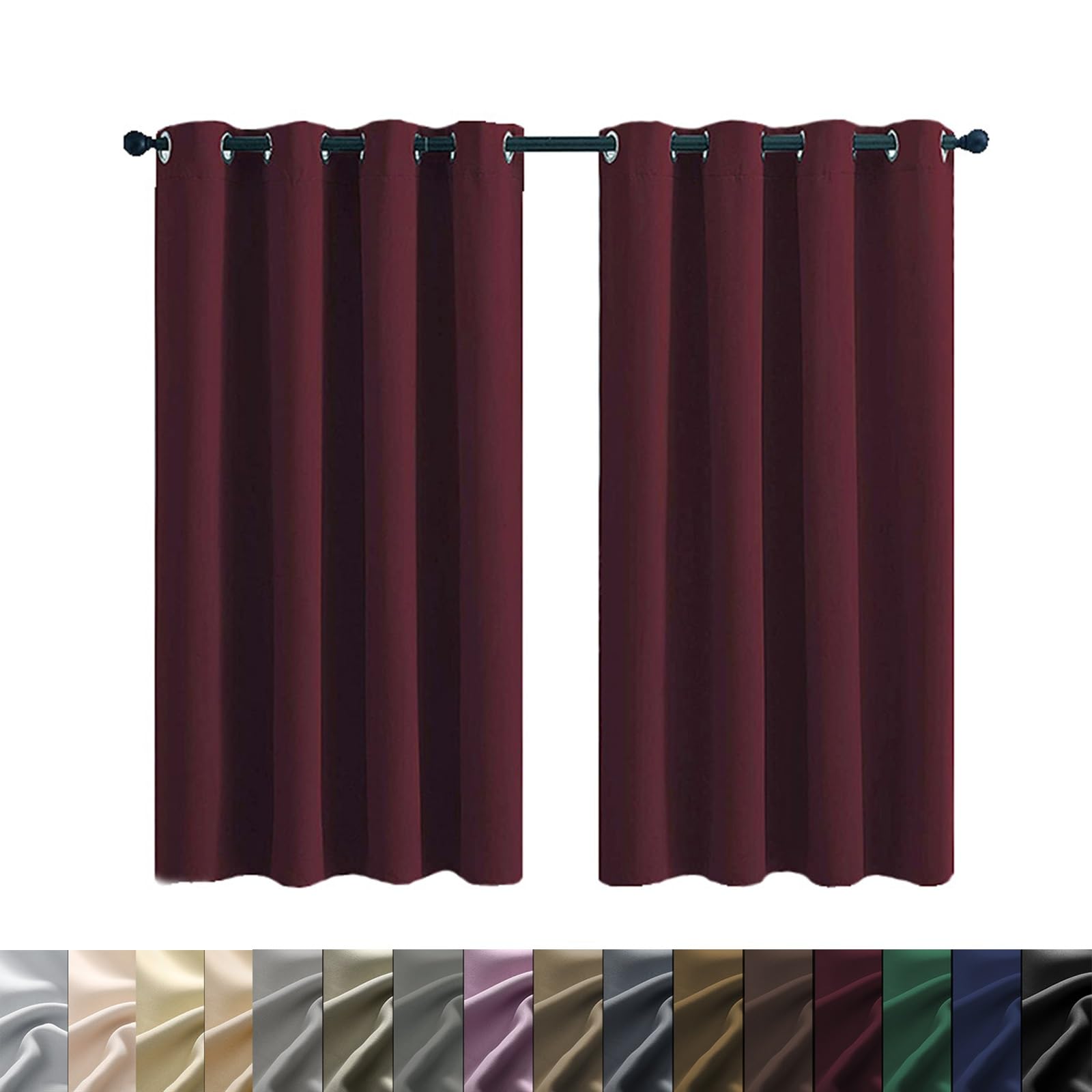 Rideau occultant anti bruit et froid 240x170 cm doublure noire pour salon vin rouge