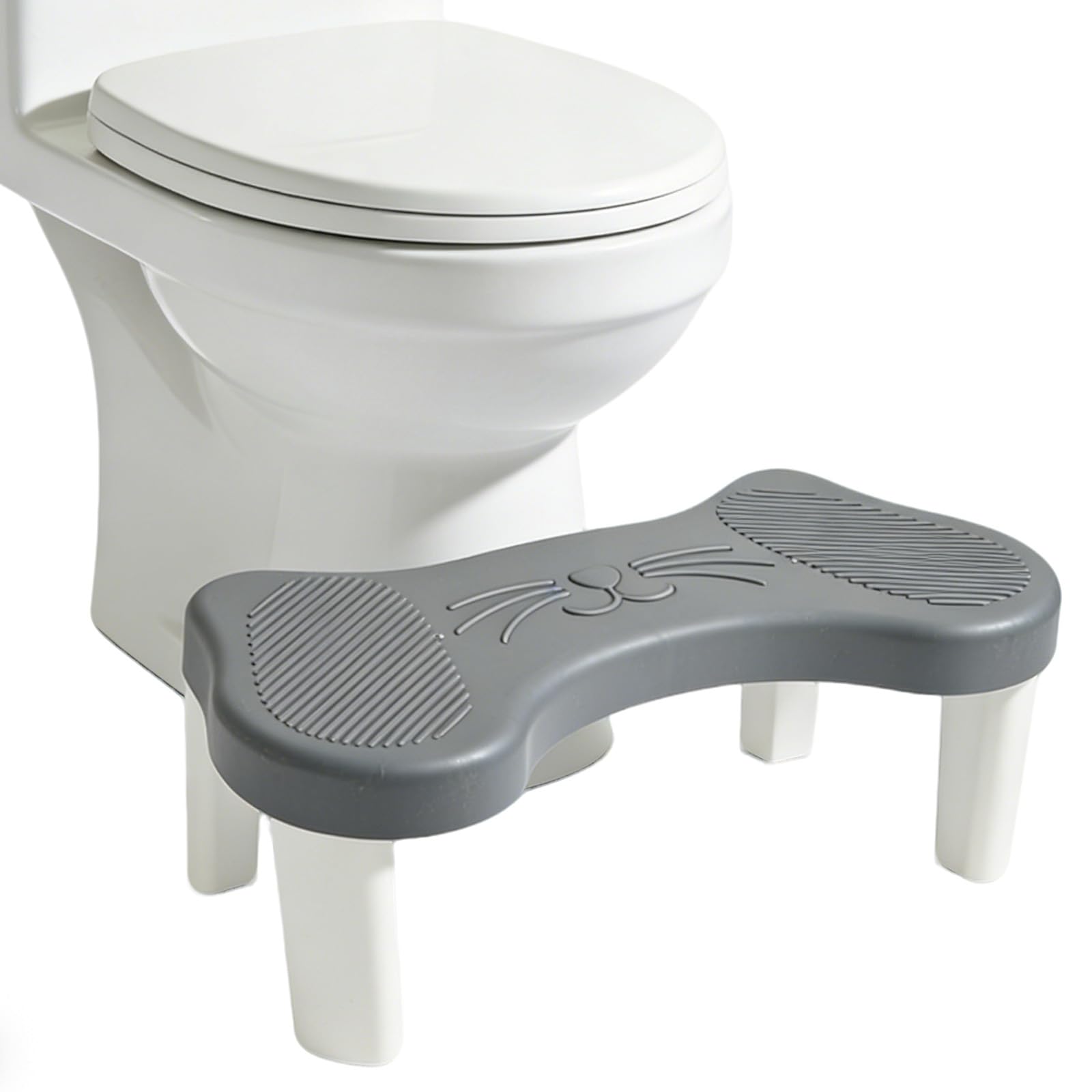 Rieoany Toilet Stool for Adults, Non-Slip Bathroom Stool, Comfortable Toilet Footrest for Natural Bowel Movements, 40x20x13.4cm (Gray)