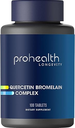ProHealth Complejo de quercetina y bromelina (100 tabletas) - Anti-histamínico natural - Suplemento de apoyo sinusal y alérgico