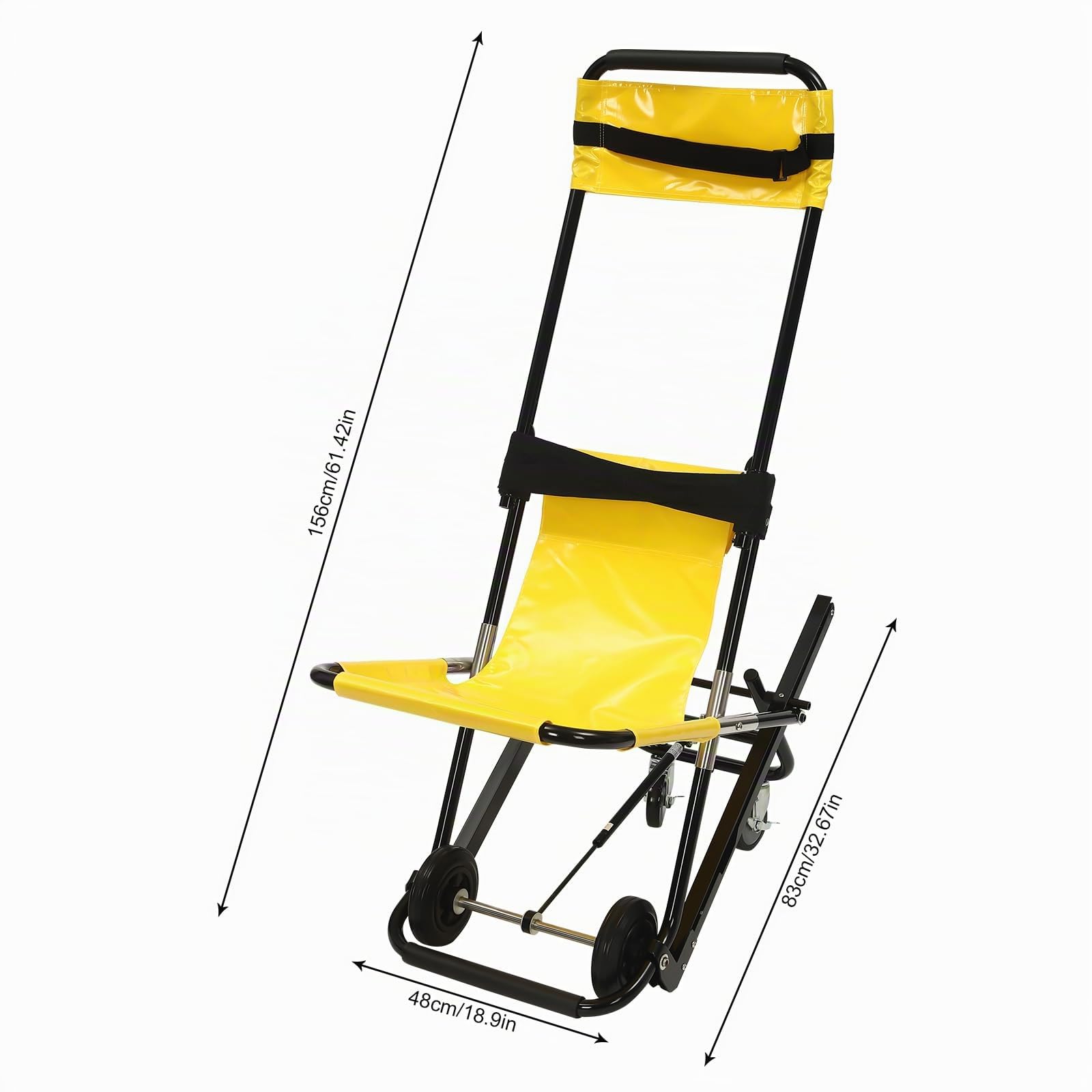 Silla de escalera Capacidad de carga ≤ 159 kg Elevador de escaleras portátil Cinturones de seguridad Tamaño plegable 102.5 x 52 x 21 cm Escalera plegable Silla de ruedas Las cremalleras