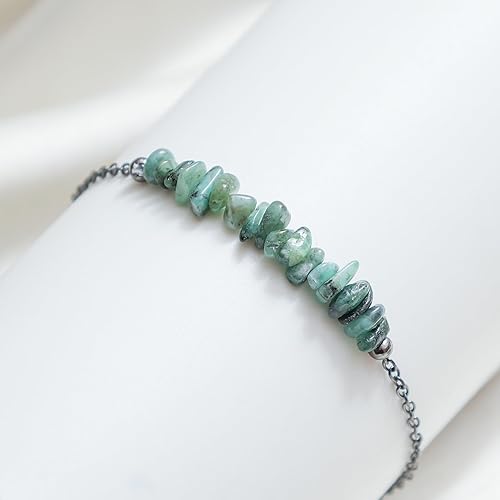 Miniatura 3 de Gempires Mother's Day Gift Natural Smoky Quartz Chips Bar Bracelet, Crystals Jewelry, Gift for Her, Handmade Jewelry 8 inch Chain(Smoky Quartz)