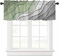 Vista 30 de Cortina de cenefa color turquesa degradado para ventanas Kithchen, verde azulado y marrón, degradado, moderno, abstracto, geométrico, cenefas