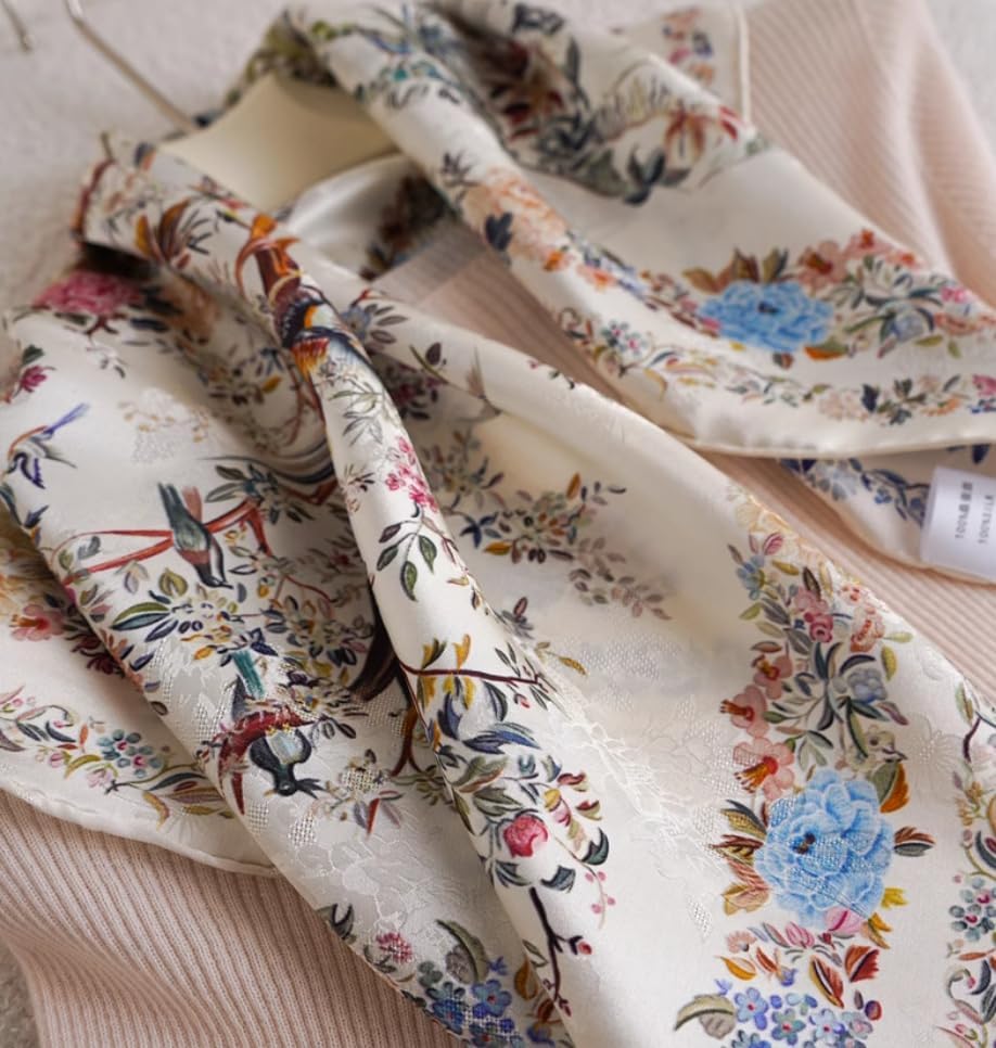 100% Pure Mulberry Silk Scarf 43”*43” Large Square Lightweight Headscarf Women’s Hair Wraps Shawls with Gift Packed - Image 4