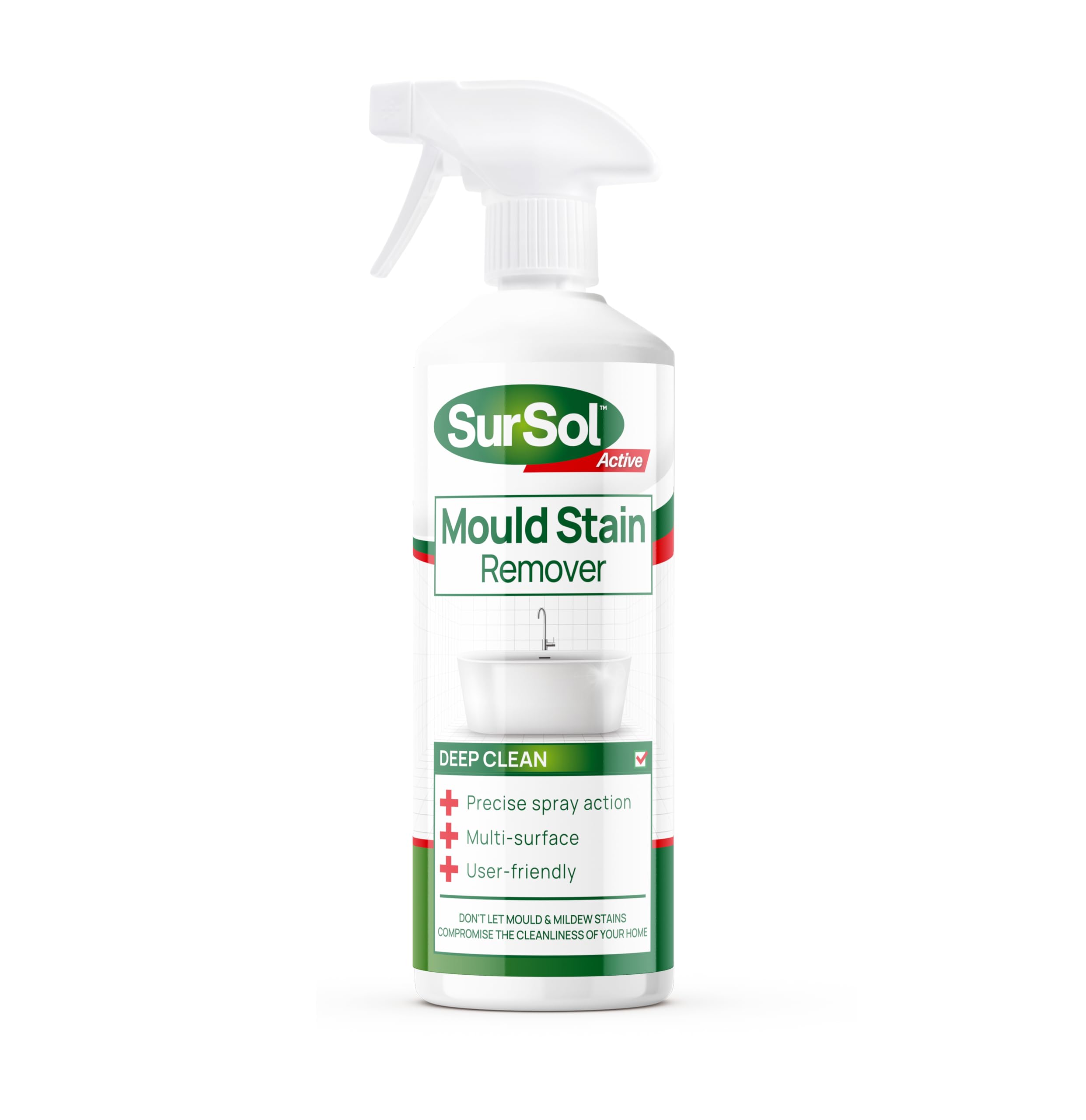 SurSol Active - Mould Stain Remover Spray, Removes Mouldy Stains From Walls, Tiles, Silicone Seals & More - 1 Litre