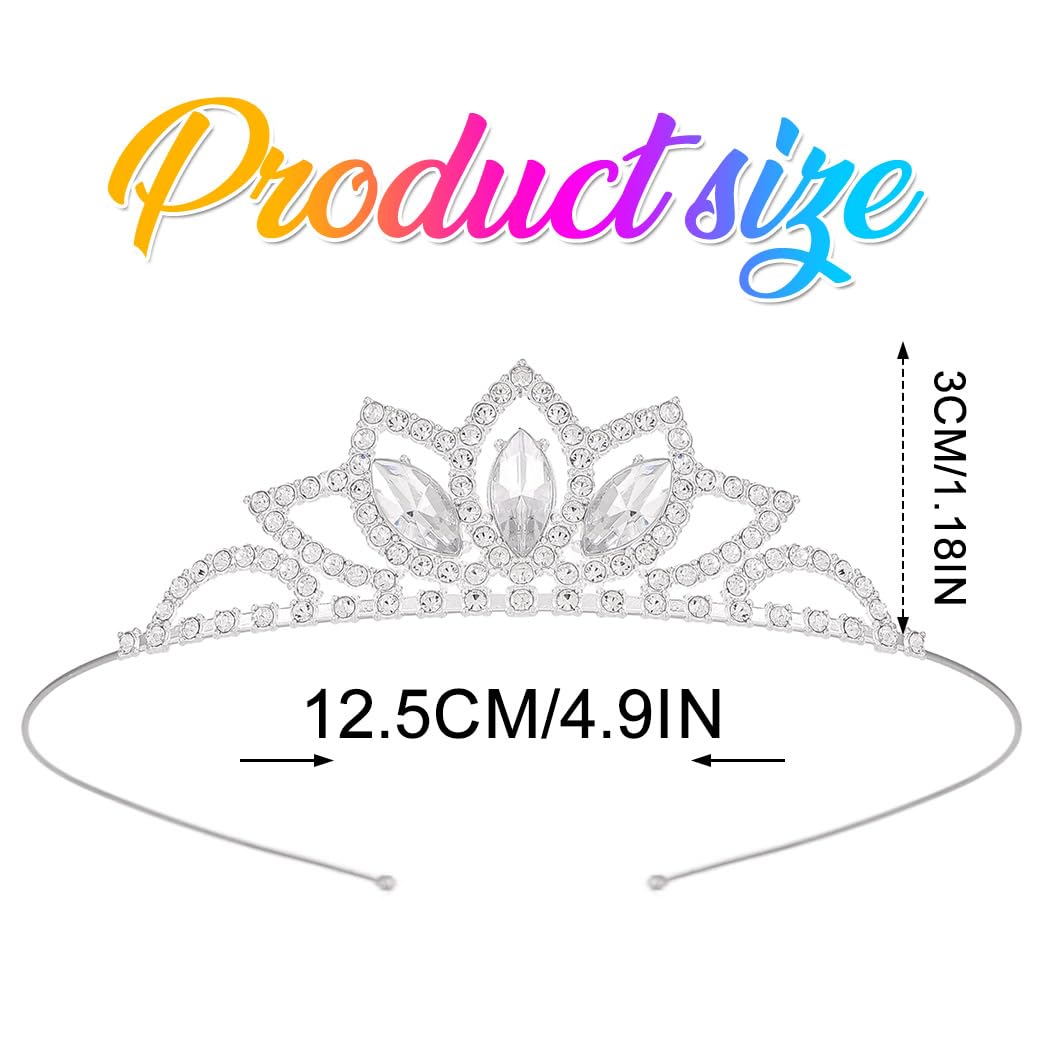 Kilshye Rhinestone Princess Tiara Silver Girls Tiaras Crystal Hair Accessories