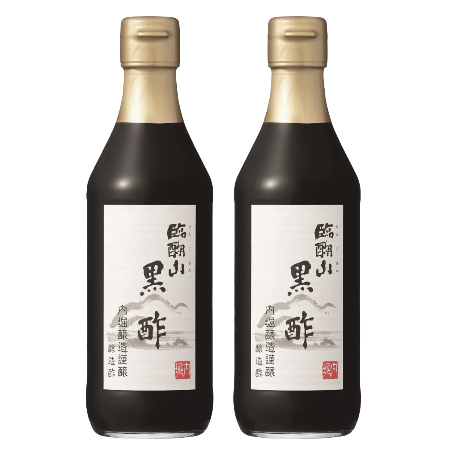UCHIBORI Ringoyama Kurozu Japanese Black Vinegar 12.17 fl.oz. (360ml) Glass Bottle (Pack of 2) - Sugar Free, Fat Free - MADE IN JAPAN - Limited Stock