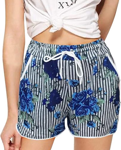 Hosen Herren Damen Sommer Damen Sex Design Striped Print Shorts Sporthose Mini Shorts Hosen blau