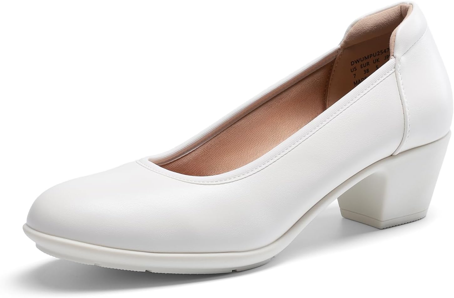 Women's Low Chunky Heels Comfortable Block Work Pumps Closed Round Toe Dress Shoes for Office Business