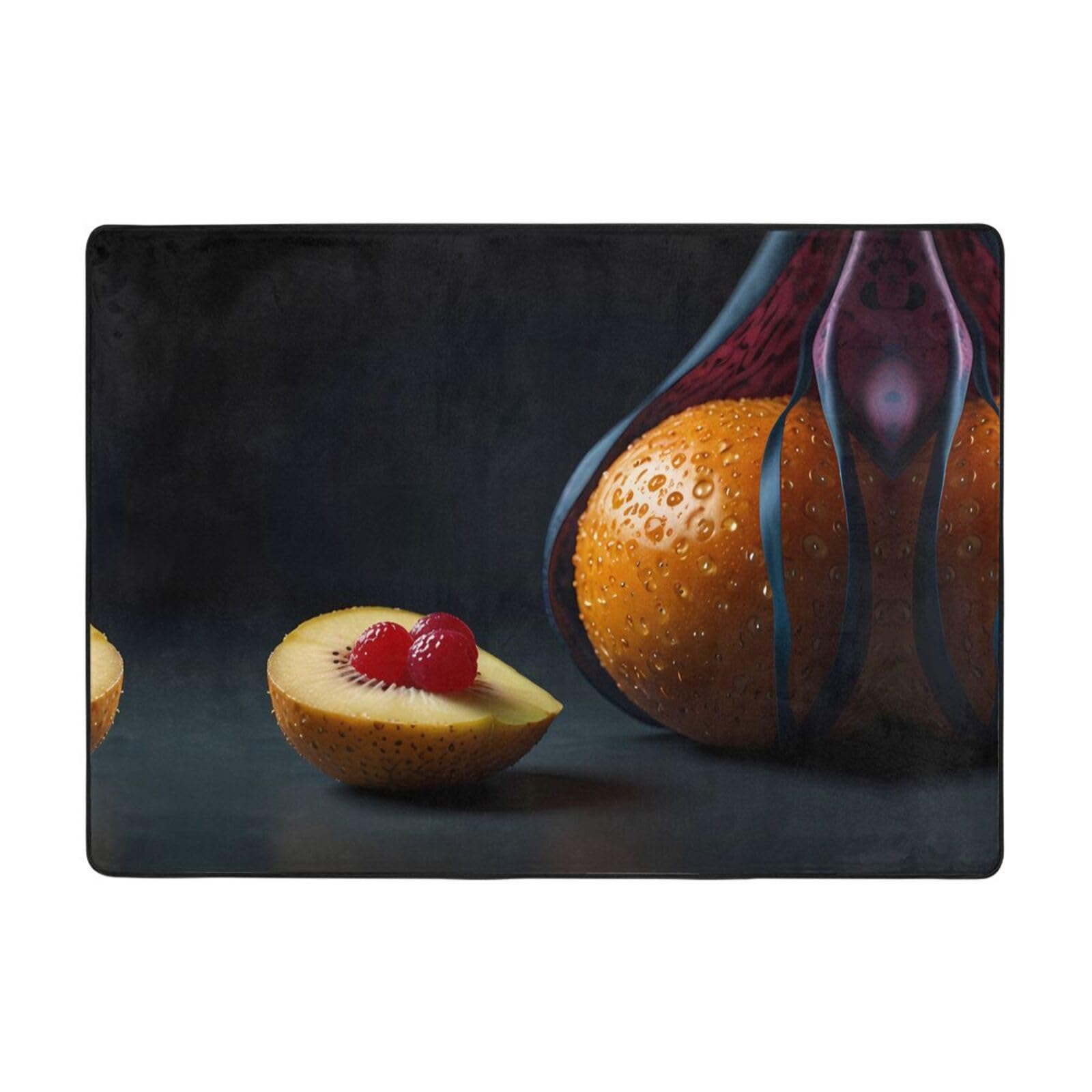Tapis technologique imprimé fruits pour protéger le sol du salon