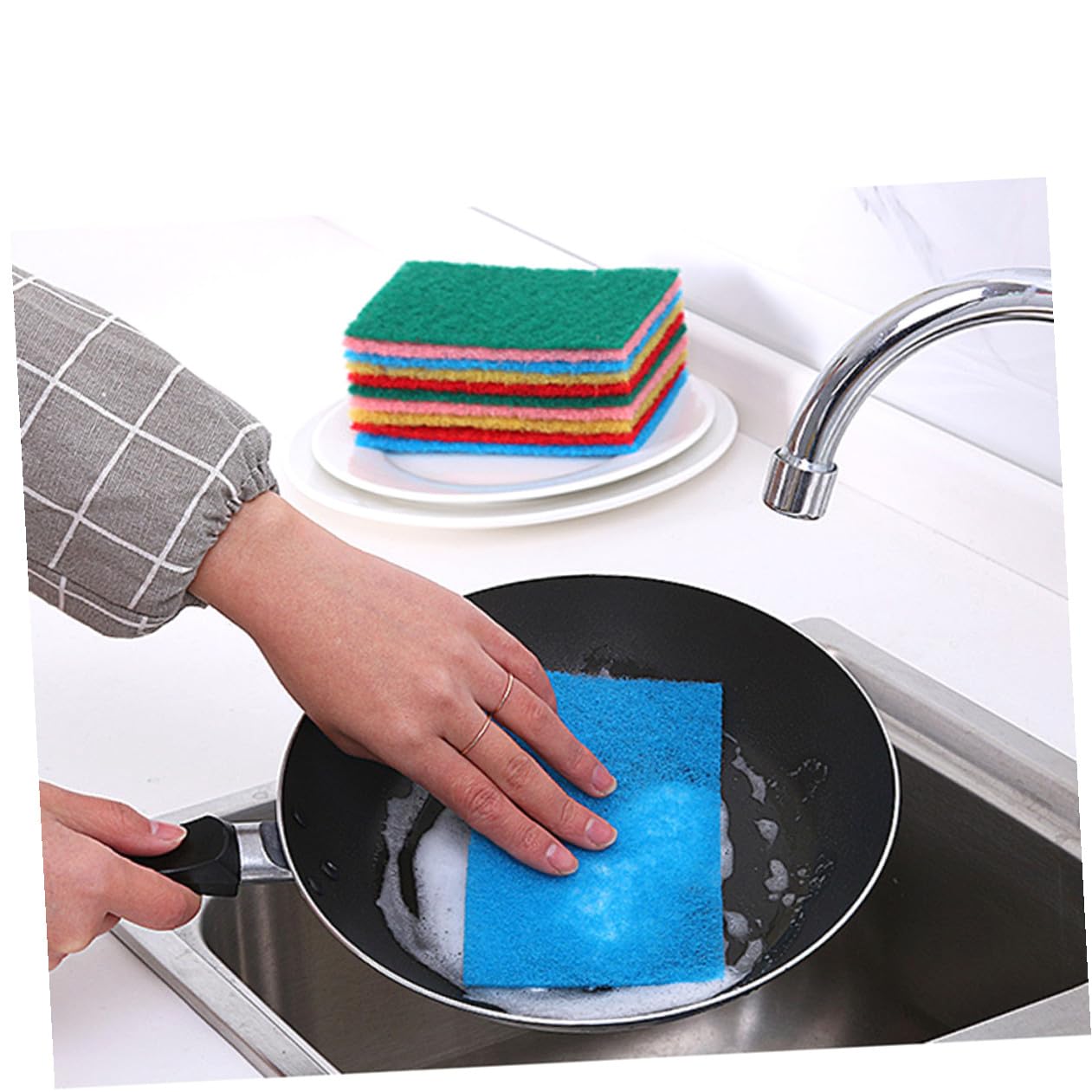 TOYANDONA 100 Piezas Unidades de Esponjas de Limpieza Coloridas para Cocina Estropajos Suaves y Absorbentes para Fregar Vajillas Platos y Utensilios Resistentes y Ligeros Color Aleatorio