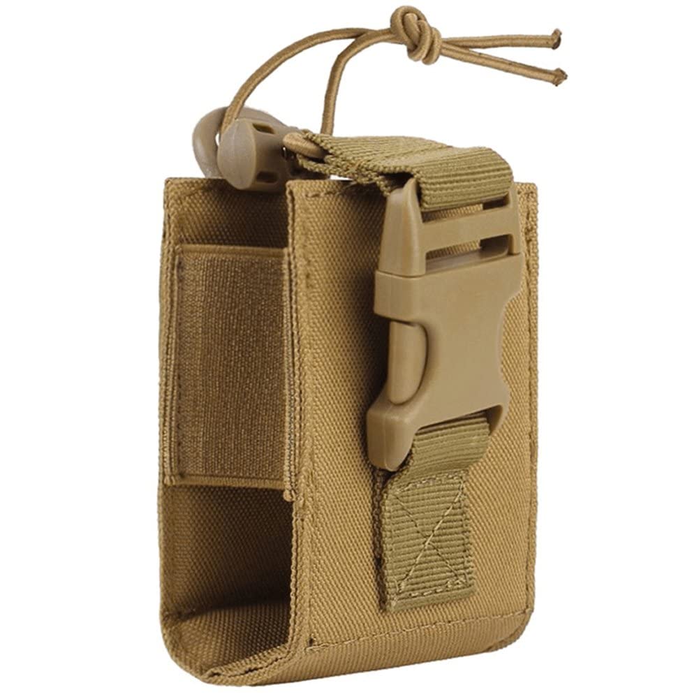 Wudaizhi Brown Molle Walkie Talkie Pouch Interphone Storage Bag Outdoor Molle Radio Pouch Walkie-Talkie Case Holder Accessary Bag