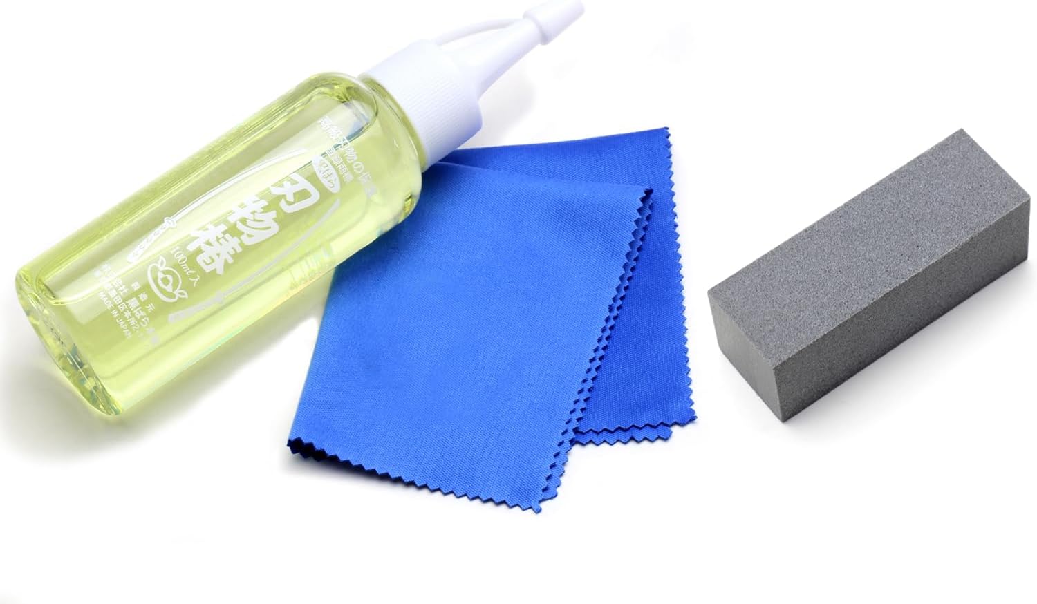 100% Pure Tsubaki Japanese Knife Maintenance Oil 3.4 oz & Large Sabitori Rust Erasers Set - Made in Japan